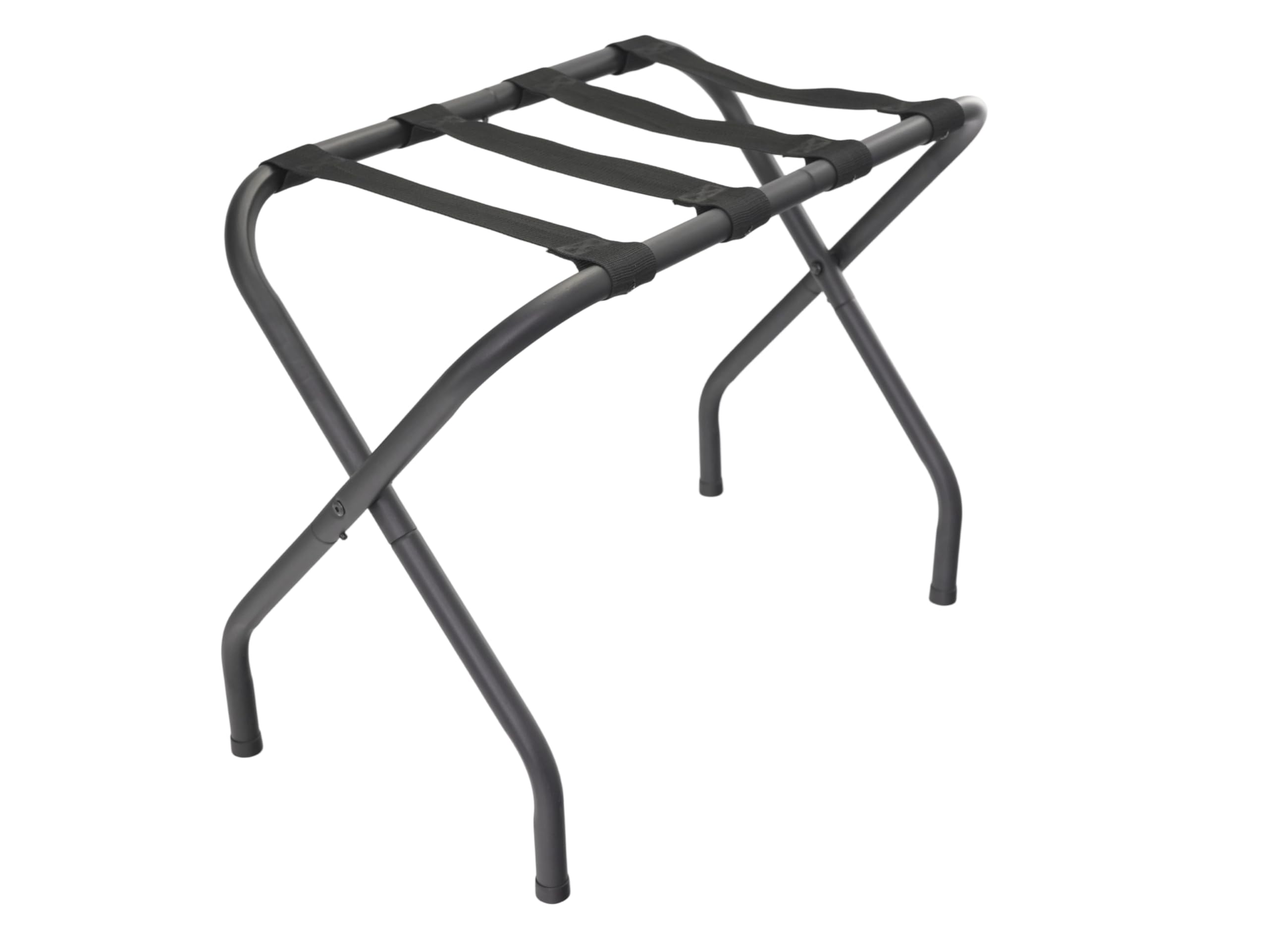 Photo 1 of ZEKEYUN Folding Luggage Rack with Nylon Straps, Portable Suitcase Stand for Guest Room, Hotel, Bedroom, Camping, Travel Suitcase Holder, Black Metal Frame, 27.5 x 14.2 x 20.7 Inches