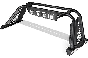 Armordillo CRM Roll Bar Chase Rack For 1/2 Ton Full Size Trucks|w/4x Quad LED Light Pods|04-24 F150 F-150|07-18 Silverado Sierra 1500|07-24 Tundra|04-24 Titan|19-24 Ram 1500|CR-M 7161887 - Matte Black