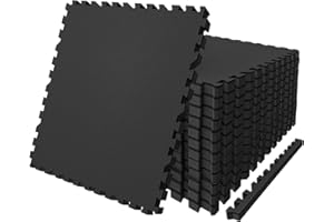 AIRHOP 0.79in Thick 24 Sq Ft Exercise Equipment Mats, 6 Tiles Upgraded Rubber Top with High Density EVA Foam, Large Interlock