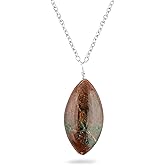 CRYSTALINES Natural Gemstones Dainty Pendant, Polished Marquise Stones Necklace, Handmade Boho Hypoallergenic Jewelry for Women, Chakra Healing Crystals, Adjustable Chain-16+2inch