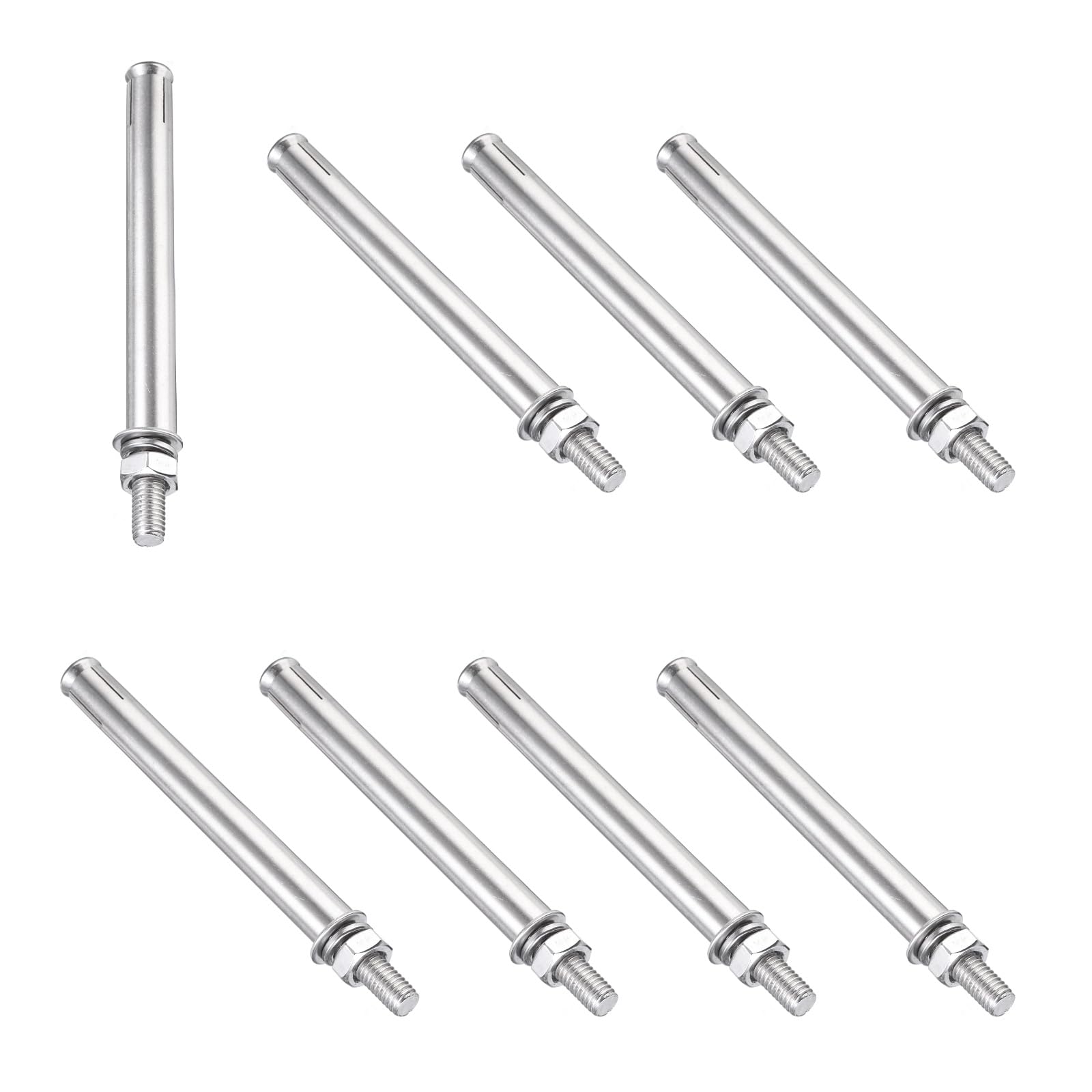 PATIKIL M8 x 120mm Expansion Bolts, 8Pcs 304 Stainless Steel Expansion Screw Bolts Sleeve Anchoring Fastener for Wall Concrete Brick Wall Drywall Air Conditioner, Silver