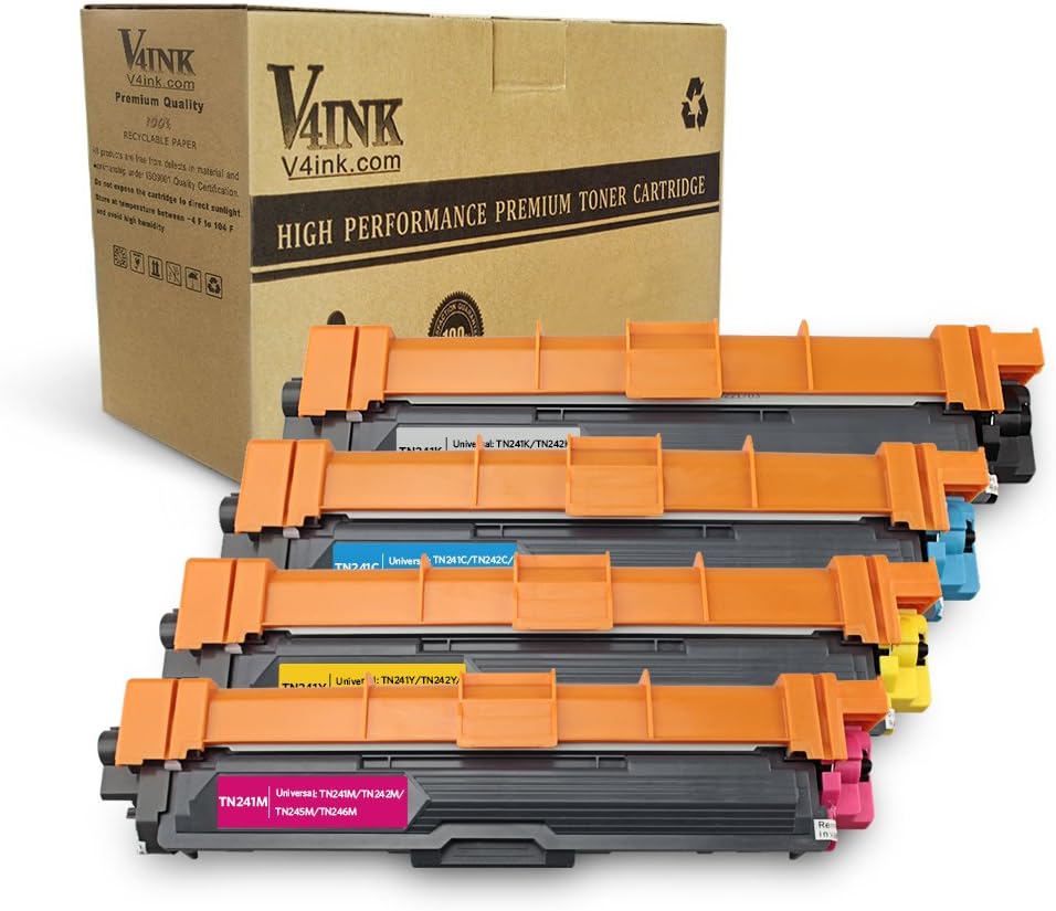 TN241 TN245 Toner Cartridges Compatible for Brother TN-241 TN2-45 HL-3140CW 3142CW 3150CDW 3170CDW DCP-9015CDW 9017CDW 9020CDW MFC-9130CW 9140CDN 9330CDW 9340CDW (Black Cyan Magenta Yellow