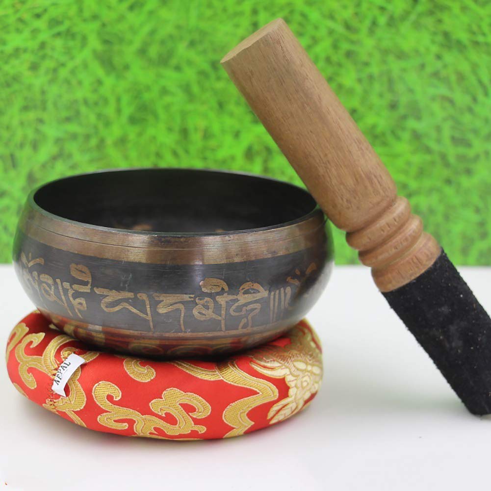 Nepal Handmade Buddhism Copper Singing Bowl Hand Stick Tibetan Yoga
