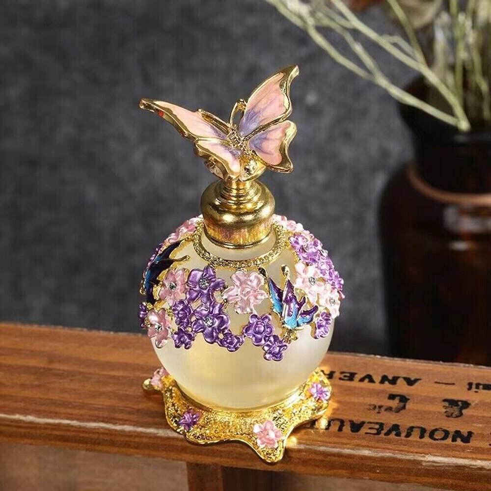 Photo 1 of 25ml Vintage Purple Butterfly Perfume Bottle Lady Essential Reusable Oil Bottle Decoration