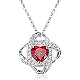 Iefil 925 Sterling Silver Love Knot Birthstone Necklace, Anniversary Birthday Gifts for Women, Jewelry Gifts for Wife Mom Girlfriend