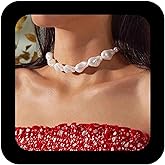 Iaceble Vintage Baroque Pearl Choker Necklace Large Pearl Statement Collar Necklace Short Pearls Strand Necklace Chain Bridal Weddings Jewelry for Women
