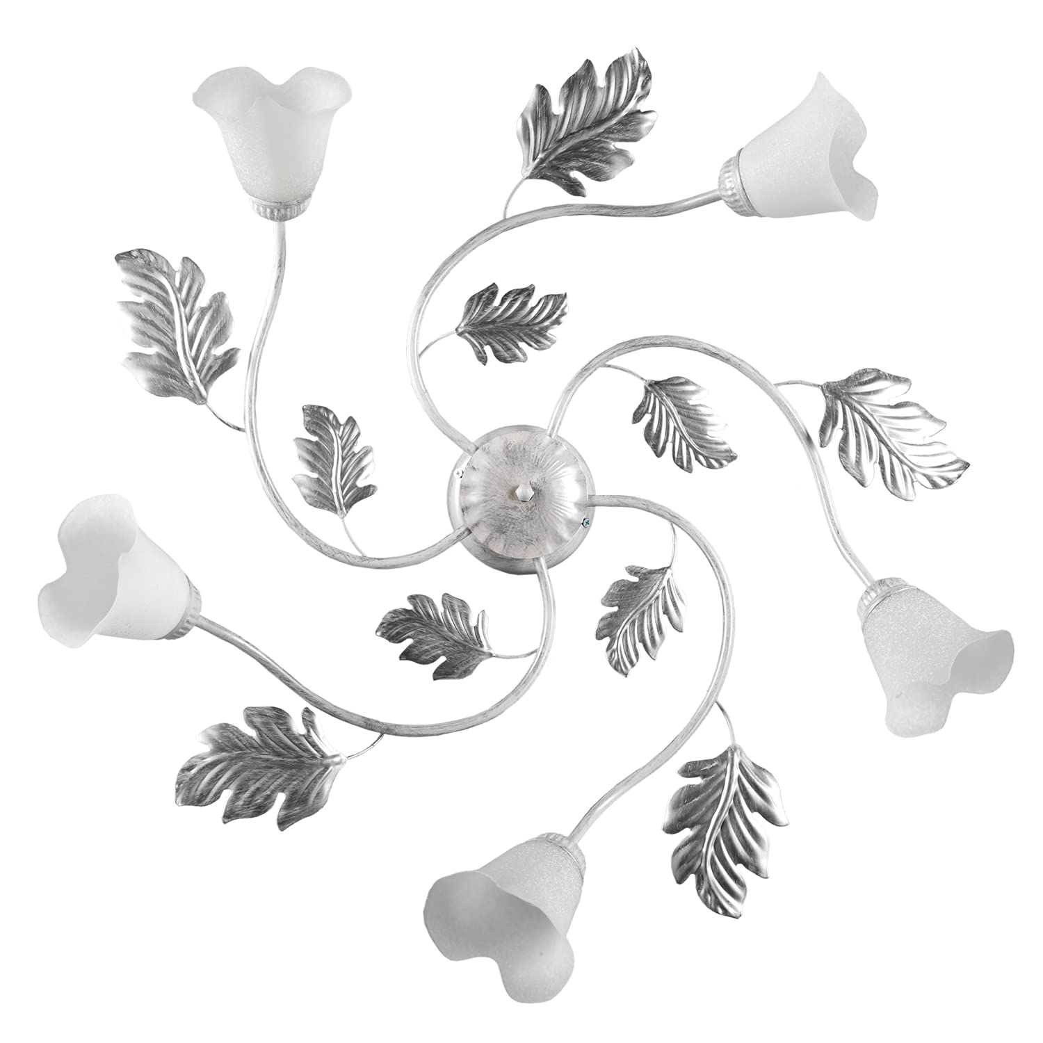 ONLI - Marilena Chandelier/Ceiling Light with 5 Lights in White Metal Brushed Silver