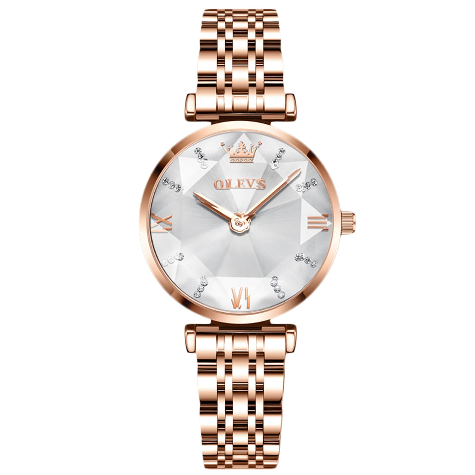 RORIOS Women's Watches Analogue Quartz Watch with Rose Gold Stainless Steel Strap Waterproof Fashion Wristwatches Elegant Dress Watches for Women, White, Bracelet