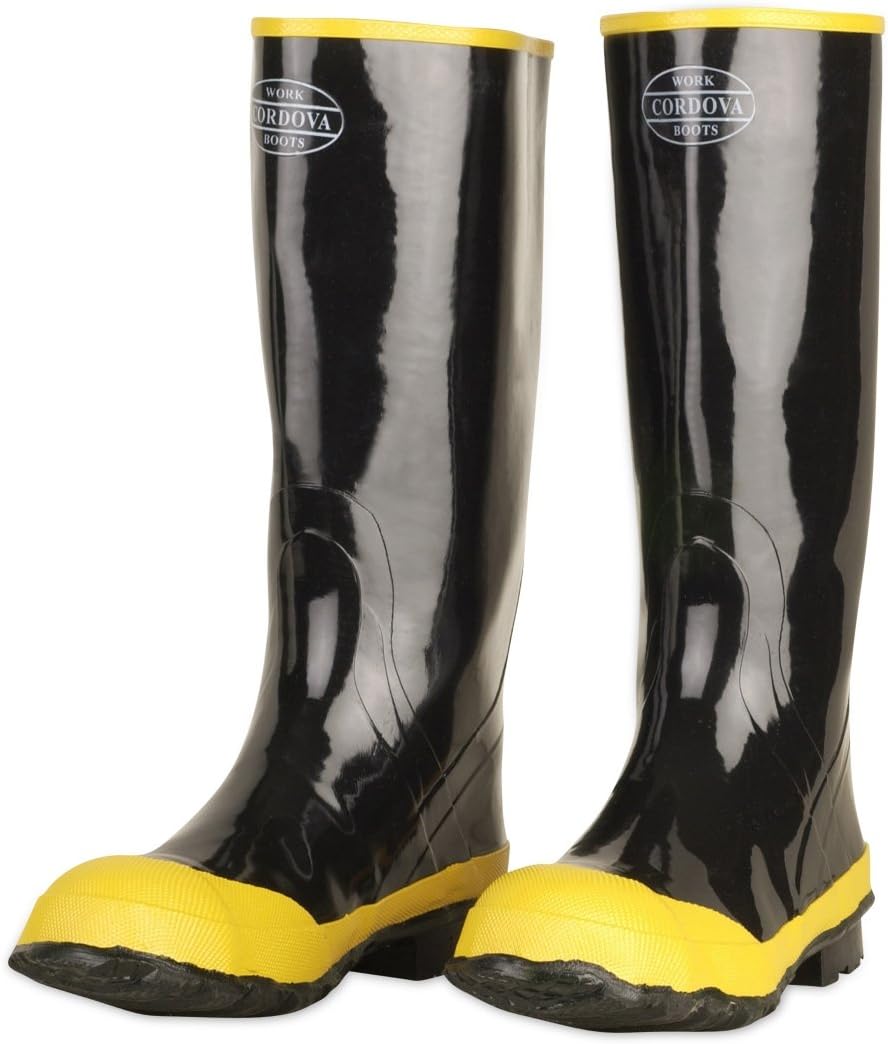 Cordova Safety Products BST-6 Steel Shank Rubber Steel Toe Boot, Cotton Lined Black, Size 6