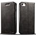 FLY HAWK iPhone 7 Leather Wallet Phone Case iPhone Case with Card Holder Kickstand Protective Flip Cover Black Cover
