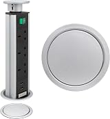 Long Life Lamp Company Pop Up Socket 3 UK Plug 2 USB Silver Kitchen Worktop 80mm view 6