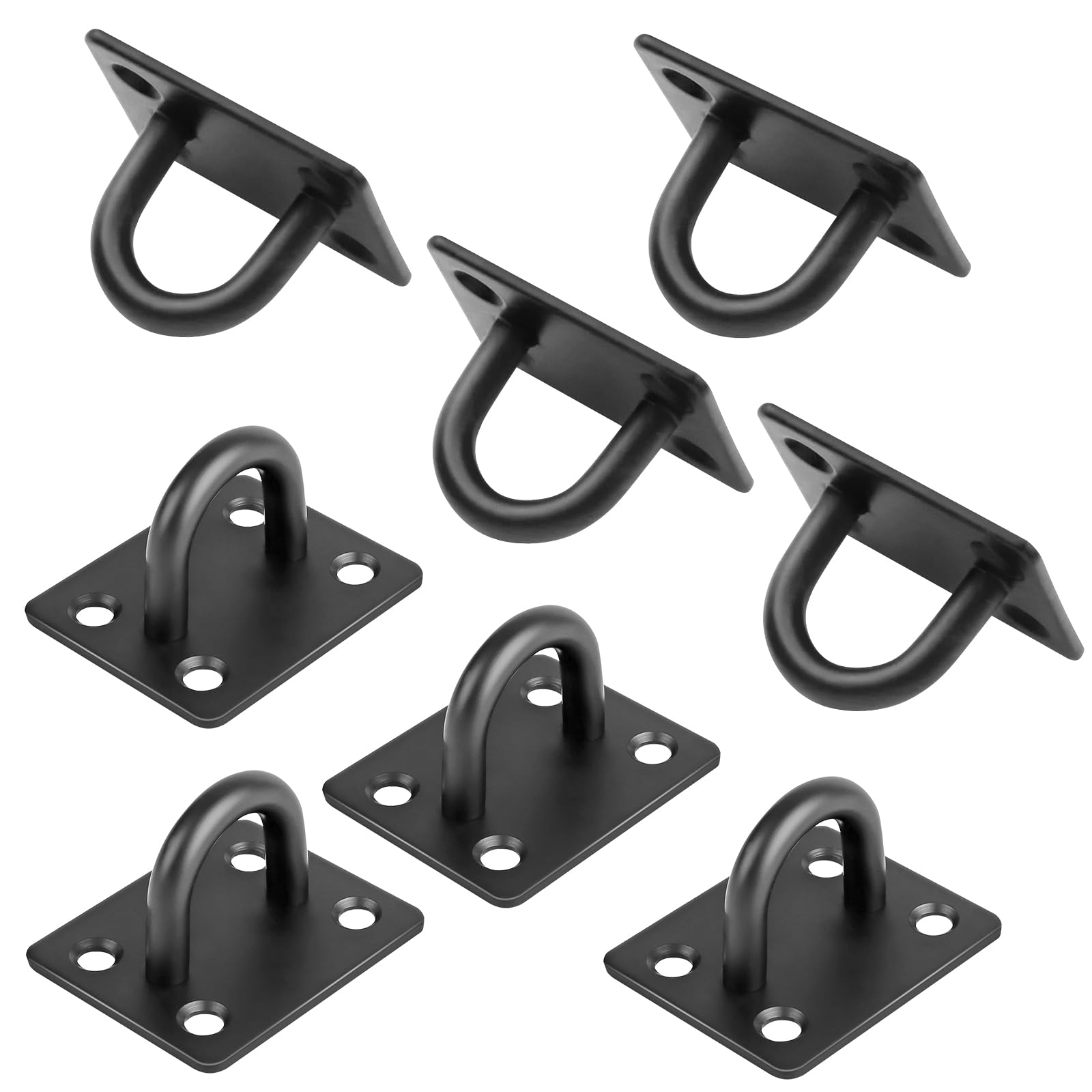 Gudui Eye Plate 8 Pieces Stainless Steel Oblong Pad Eye Plate Ceiling Hooks Staple Hook Ring Loop Wall Ceiling U Hooks Hanger for Swing Suspension Marine, Black