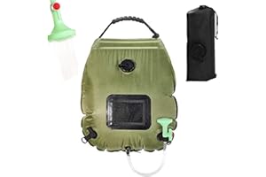 PanPacSight Solar Shower Bag for Men and Women, 5 Gallons/20L Solar Heating Camping Shower Bag with Removable Hose and On-Off Switchable Shower Head for Outdoor, Green