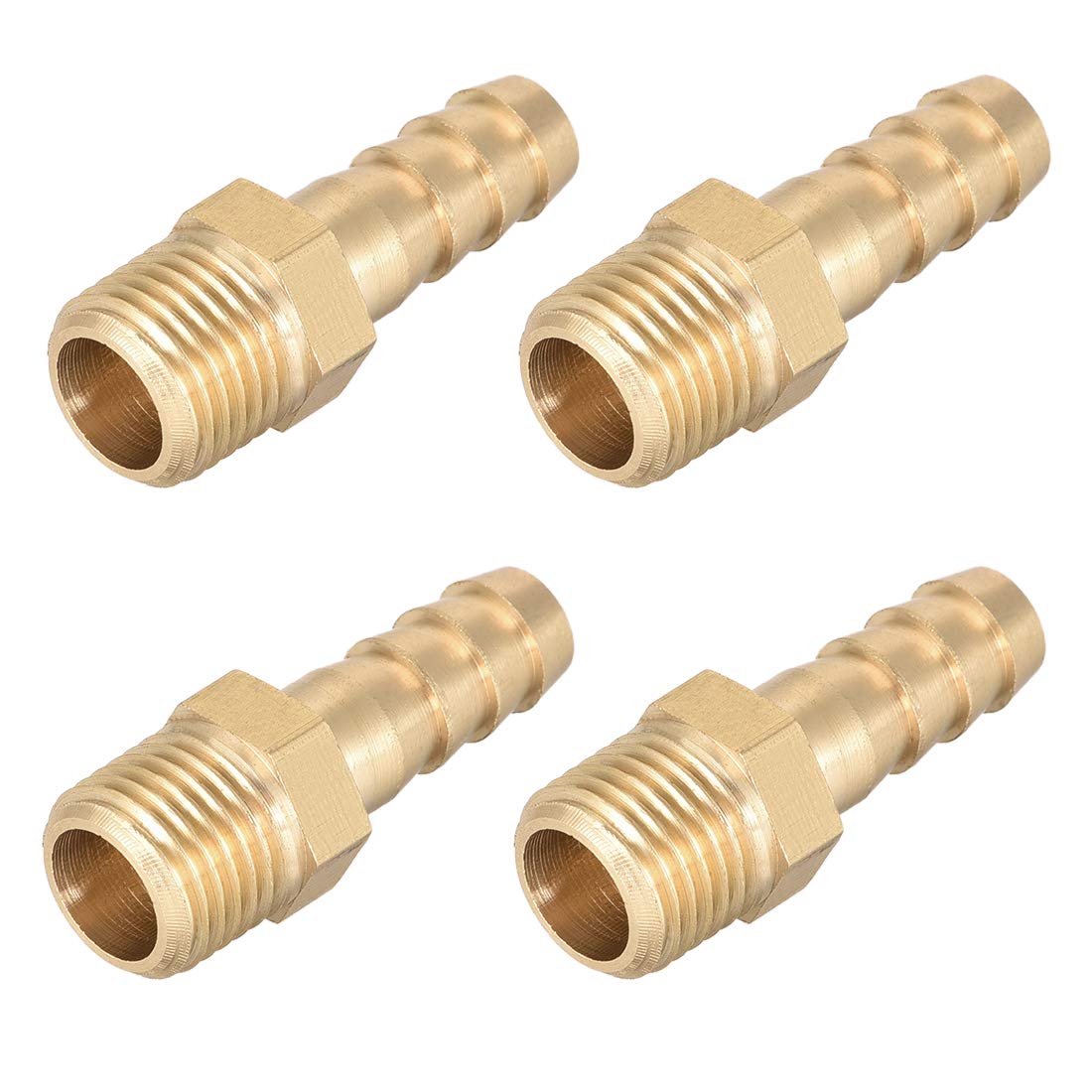 sourcing map Brass Fitting Connector Metric M12-1.25 Male to Barb Fit Hose ID 8mm 4pcs