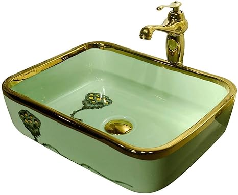 L.HPT Handbemaltes Waschbecken aus Keramik, Waschbecken aus Keramik