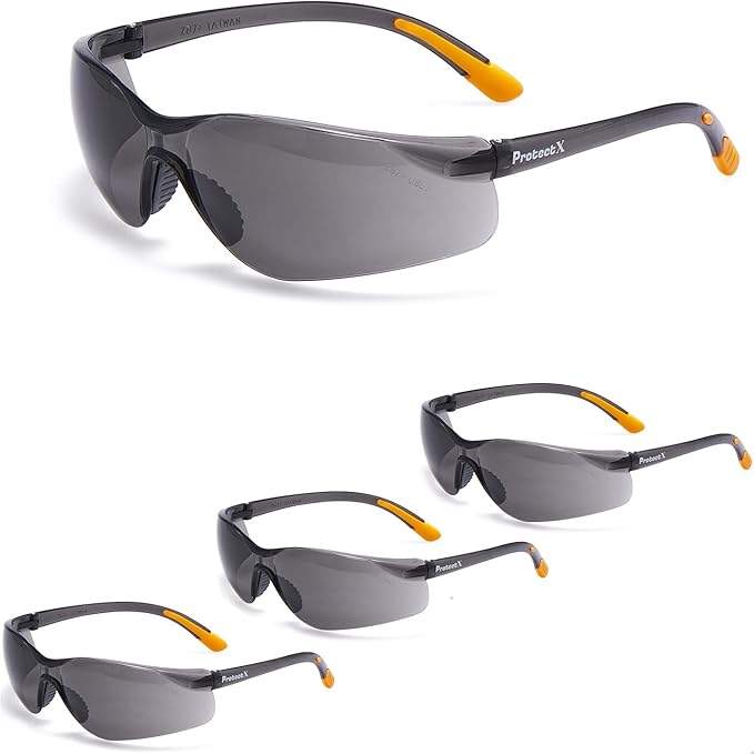 ProtectX Gafas de seguridad ANSI Z87.1 con lentes grises antivaho