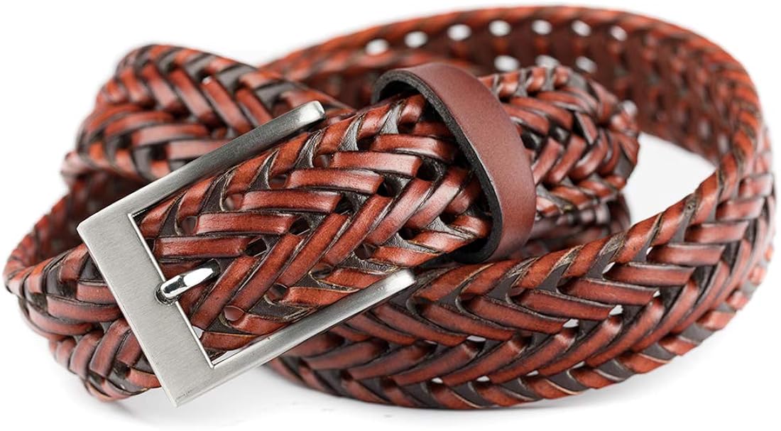 ECHAIN Men Braided Woven Genuine Leather Belt Amazon.co.uk Clothing