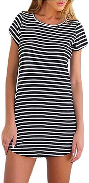 black and white striped t shirt dress