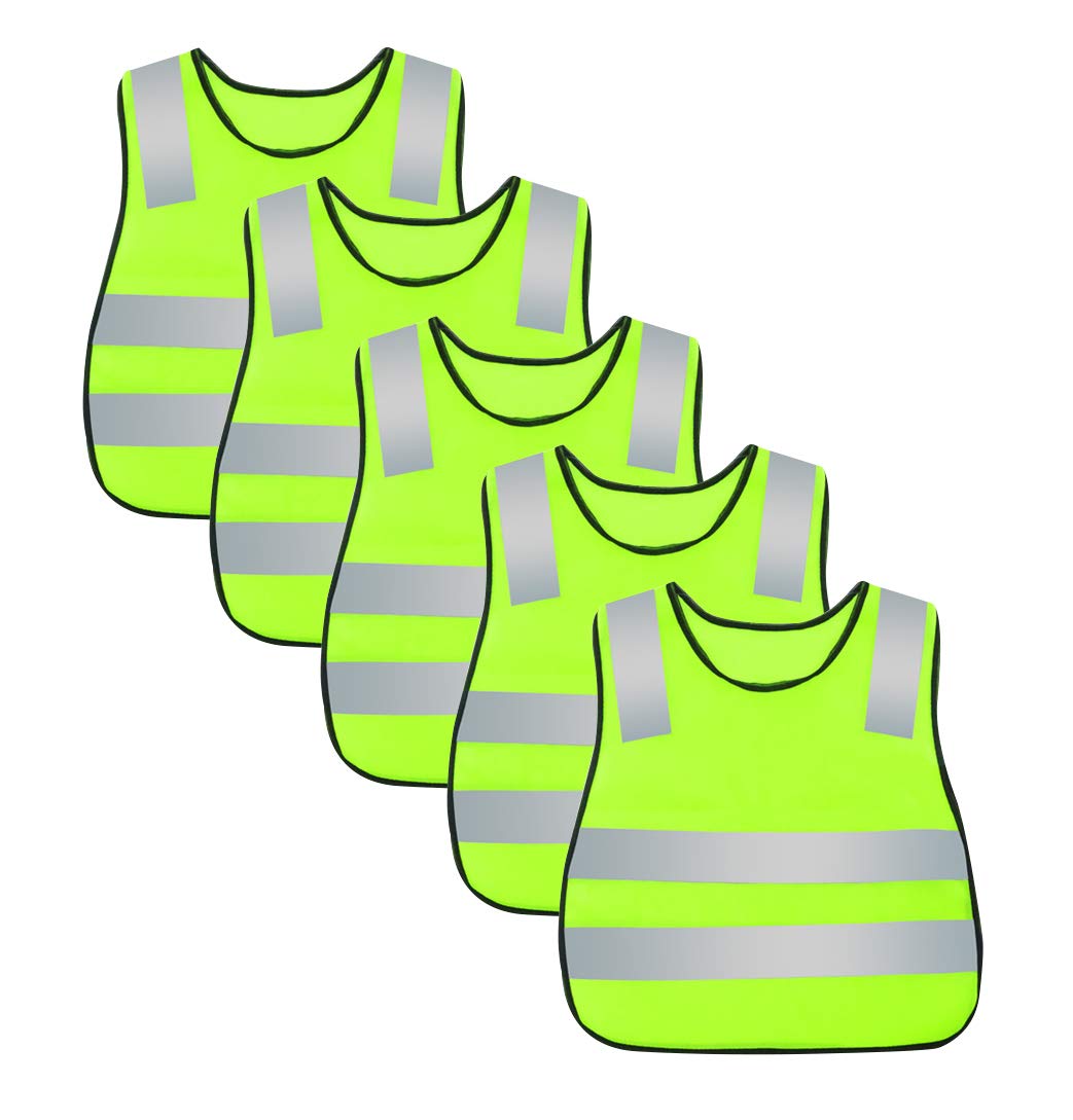 AIEOE 5 Pieces Kids Safety Vest High Visibility Reflective Vests Safety Vests with Elastic Bands for Running Cycling Jogging