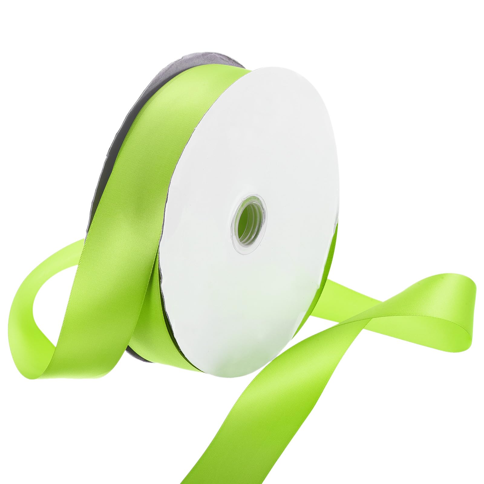 Rebower 38mm Satin Ribbon 91m Thick Double Face Grosgrain Silk Ribbon, [for Gift Wrapping, Hair Bows, Wedding, Cake, Flower] - 100 Yard/300ft/ Lawn Green