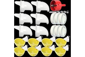 PERFSIGN No Waste Chicken Feeder with Rat Stopper Caps with Chicken Waterers, Chicken Feeder No Waste,Chicken Feeder,DIY Poultry Feeder Port Gravity Automatic Fed Kit No Waste Automatic Chicken Waterer