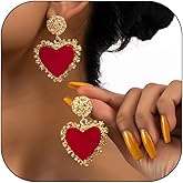 Valentine's Day Earrings for Women, Red Pink Heart Drop Dangle Earrings, Trendy Couple Jewelry Outfits
