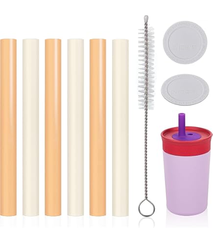 Replacement Straws For Owala 40 Oz Tumbler - Include 6 Pack Straws And 1 Pack Cleaning Brush (Dark Blue