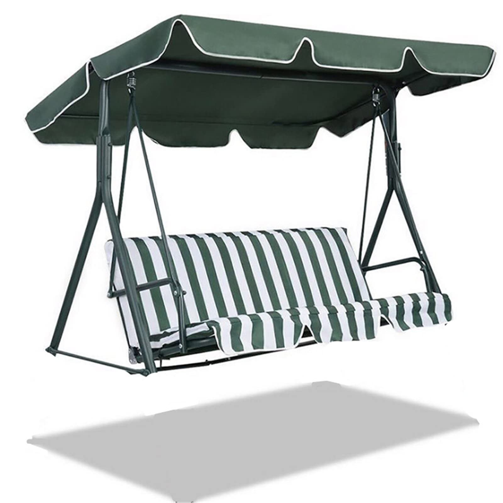 Photo 1 of 3 Person Outdoor Patio Swing Chair Replacement Canopy + Removable Seat Cover, Garden Swing Cover for Patio Yard Swin Canopy Seat Furniture Cover Waterproof Sunshade UV Block(Green)