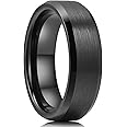 King Will Tungsten Men's Wedding Ring - Available in 6mm to 10mm, Black/Silver, Matte Finish, Beveled Polished Edge, Comfort Fit