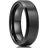 King Will Tungsten Men's Wedding Ring - Available in 6mm to 10mm, Black/Silver, Matte Finish, Beveled Polished Edge, Comfort Fit