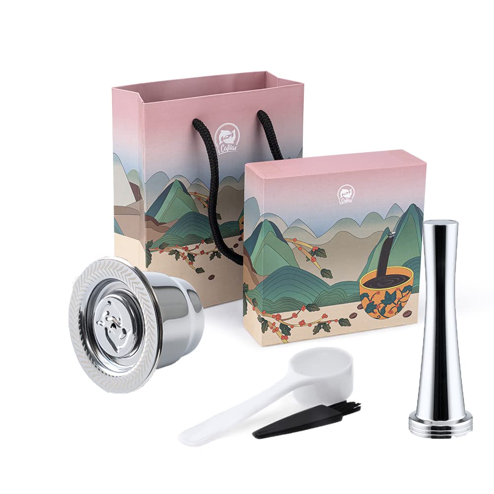 i Cafilas Reusable Stainless Steel Nepresso Capsules - Refillable, Compatible with Nepresso Original Line Machine (Gift Set)