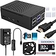 GeeekPi Raspberry Pi 4 Case with PWM Fan, 18W 5V 3.6A Raspberry Pi 4 Power Supply, Heatsinks, 32GB Preloaded (Raspberry Pi OS