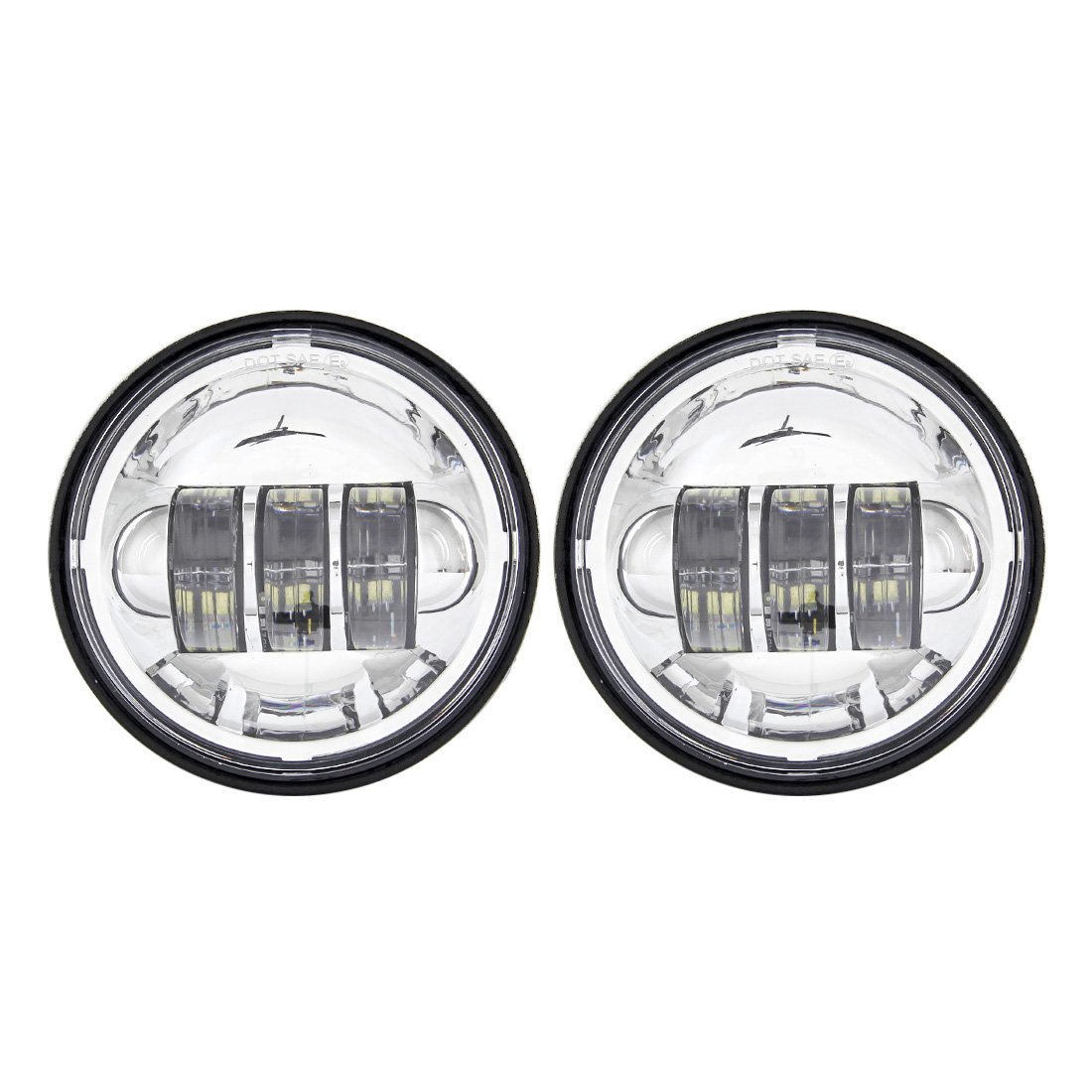 SKUNTUGUANG 2 PCS 4.5 inch 30W LED Fog Projector Auxiliary Headlights Motorcycle Passing Fog Light Lamp for Motorcycle (Chrome)