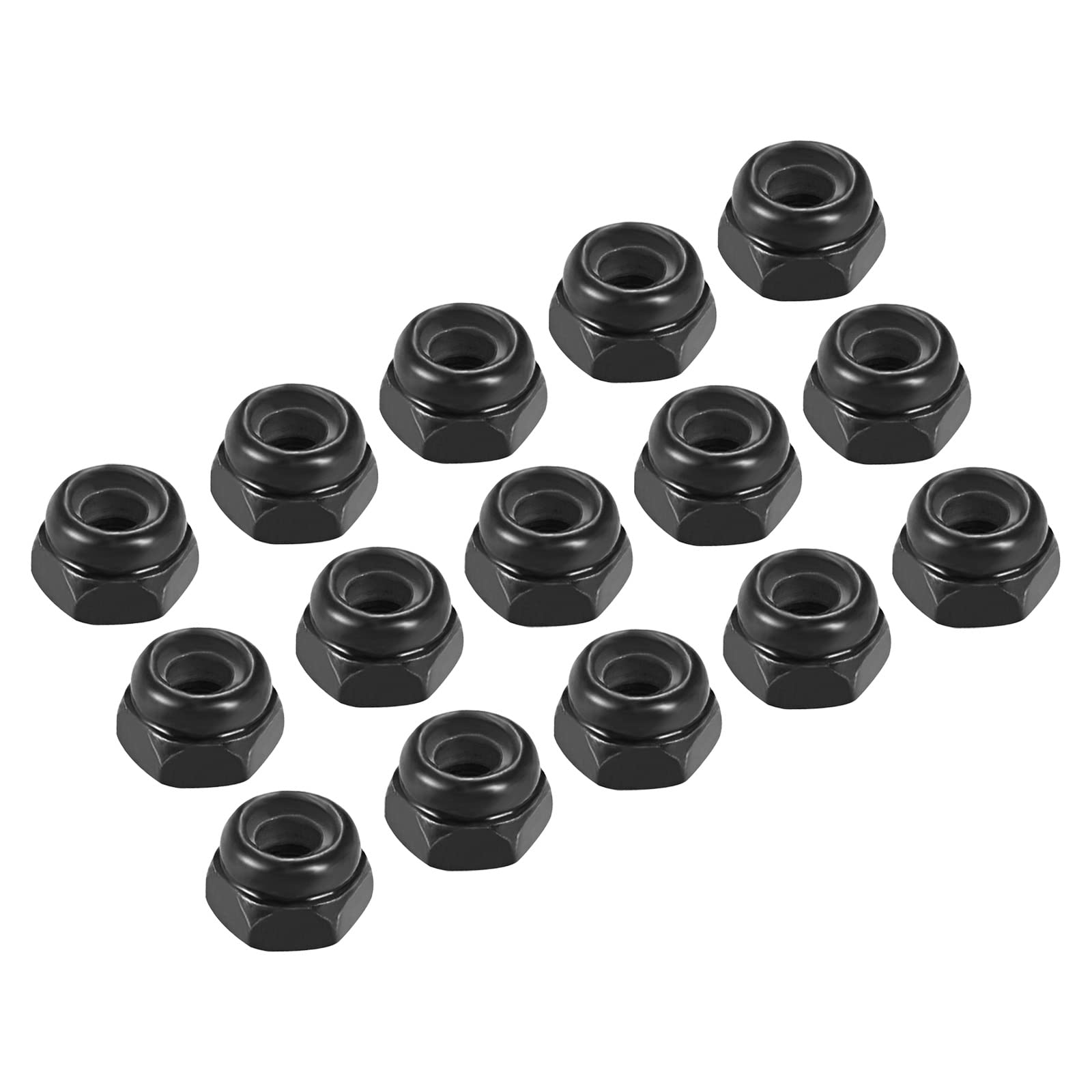 METALLIXITY Hex Lock Nut Fasteners(M2.5x0.45mm) 100Pcs, Carbon Steel Zinc Plated Nylon Inserted Self-Lock Nuts - for Car Garage Ship Mechanical Equipment, Black