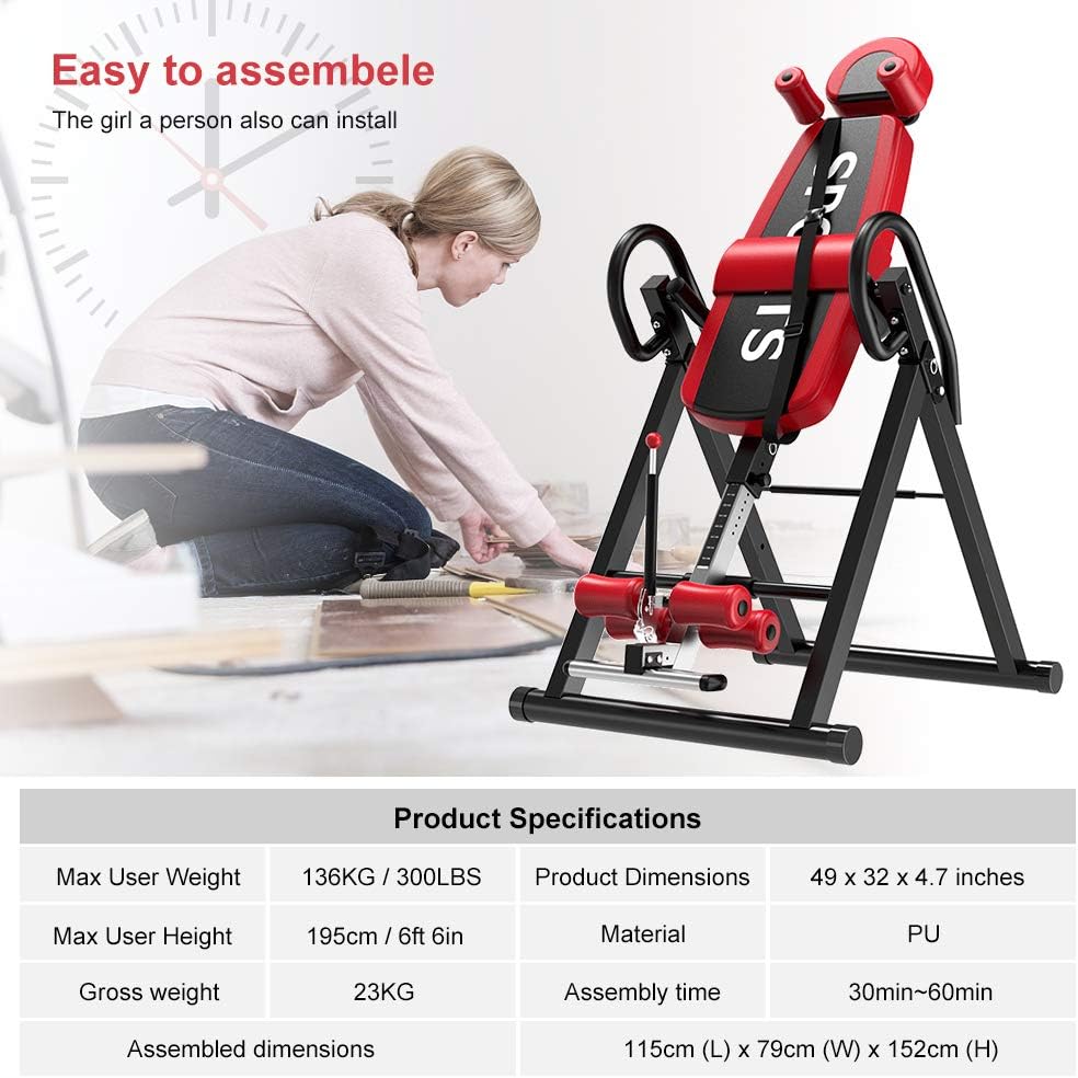 Table d'Inversion Pliable Musculation Appareil du Dos Bras ...