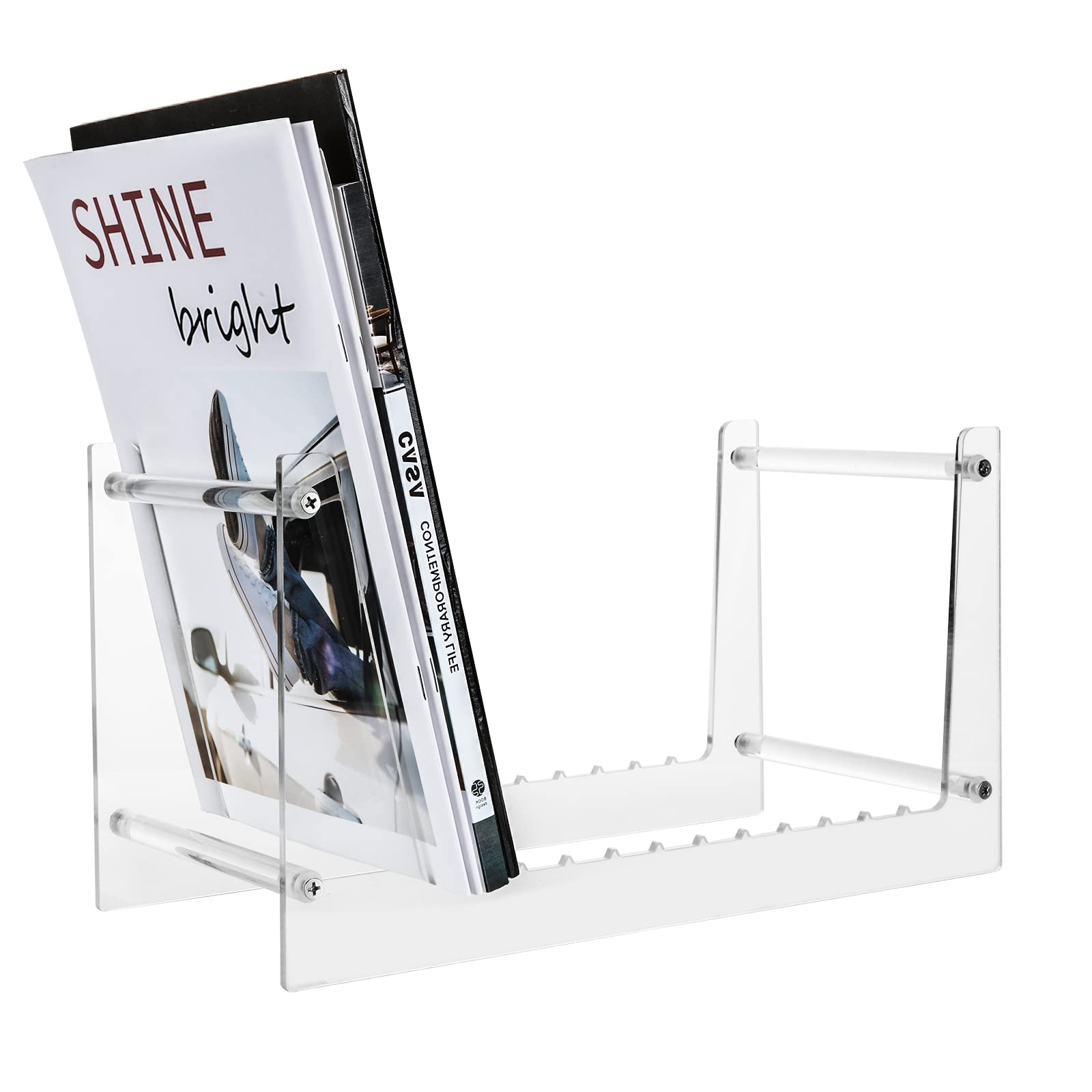 YAYODS Clear Vinyl Record Storage - Premium Acrylic Display Stand for up to 50 LPs, Concise Desktop Album Storage Holder