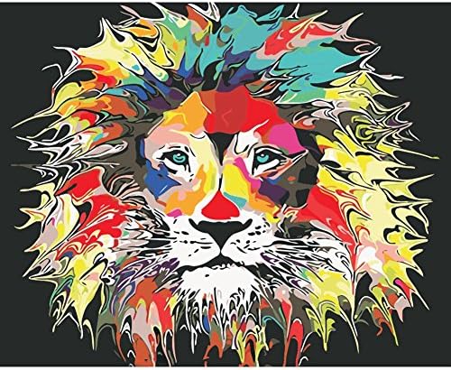 Xinhuaya Painting by Numbers, DIY Oil Painting DIY Drawing Paint by Number Kit Handcraft Kit Pattern Home Decor Wall Hanging Crazy Lion