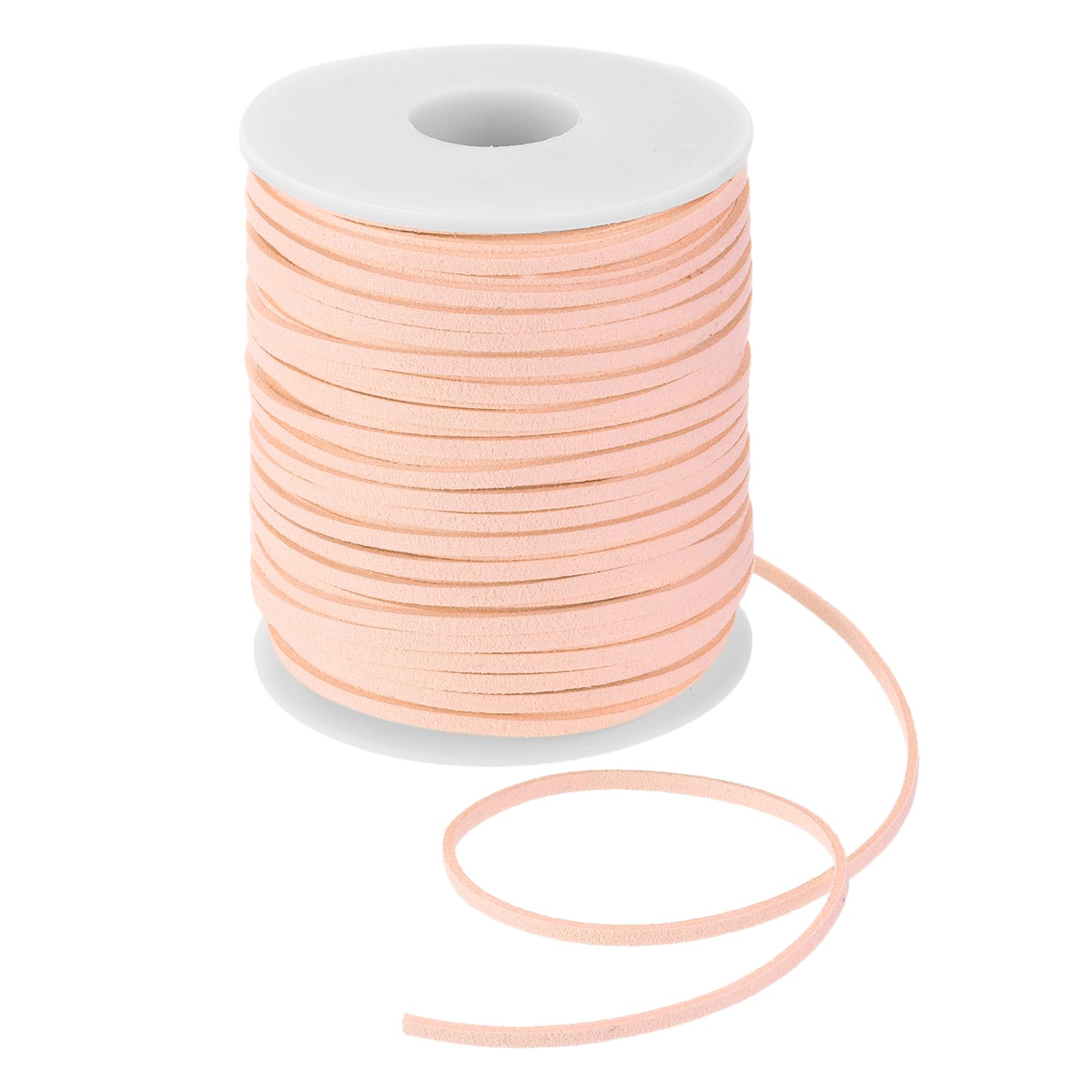 DMiotech Faux Suede Leather Cord 2.6mm x 50 Yards Flat Leather String Thin Leather Strip Lace for Necklace Bracelet Beading Jewelry Making Arts Crafts (Champagne Pink, 45m)