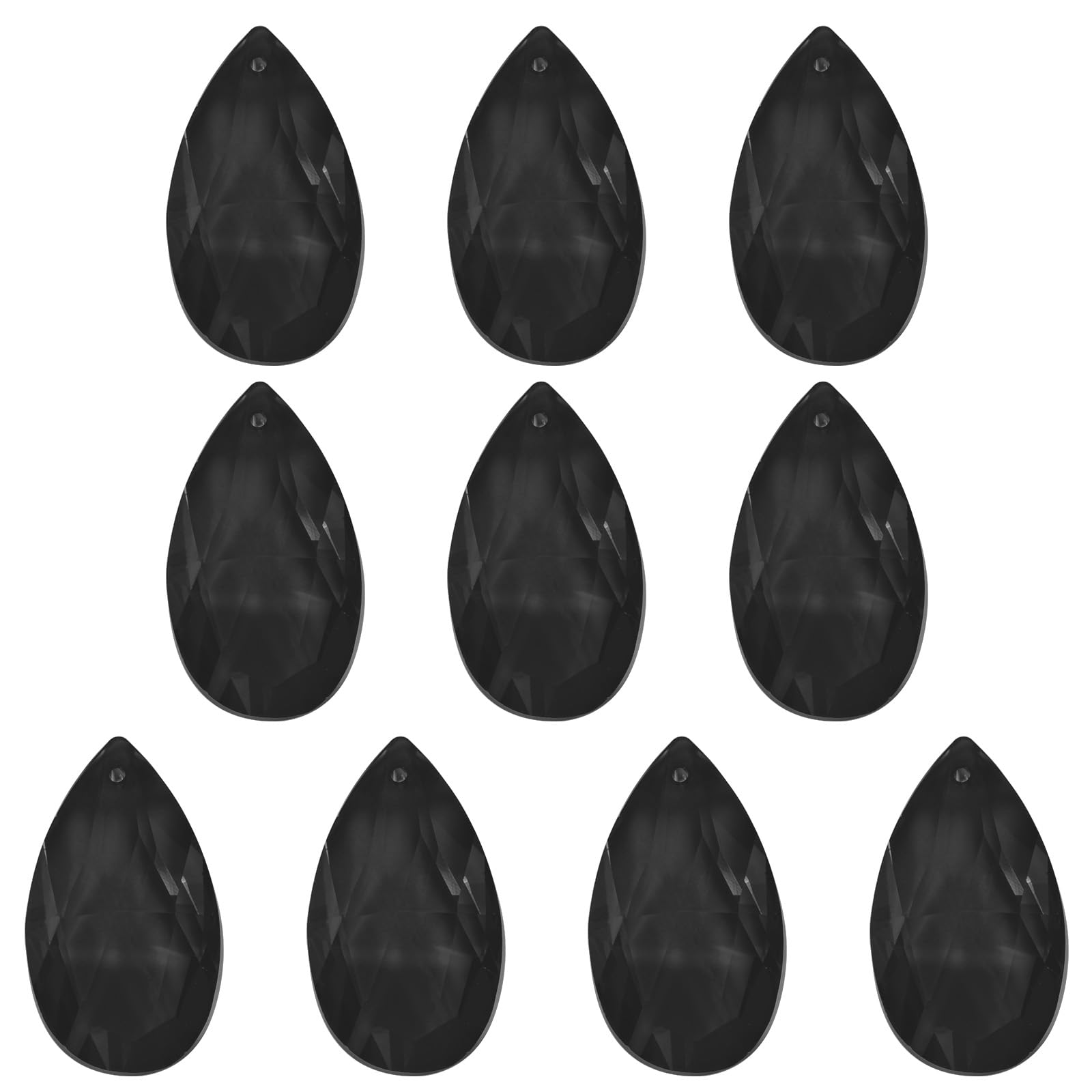 PATIKIL K9 Crystal Pendants Teardrop Beads, 10 Pack 38mm Chandelier Prisms Parts Hanging Beads DIY Lamp for Arts Crafts Decoration, Black — image 1