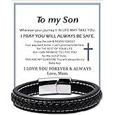 Someki To My Son Bracelet from Mom Leather Bracelet Men Jewelry Gifts for Son Inspirational Birthday Gifts for Men