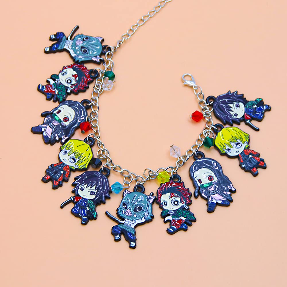 SONGCHANGJEWELRY Anime Figure Tanjiro Charm Bracelet - Tanjiro Nezuko Zenitsu Inosuke Figure Bracelet - Gifts