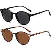 EYLRIM Classic Polarized Round Sunglasses for Women Men Vintage Style Lightweight Circle Frame Sun Glasses