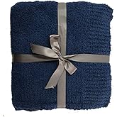 JOOJA Knit Throw Blanket Super Soft Warm Blanket for Couch Lightweight Fluffy Blanket for Bed Sofa 60x80 Inches Navy Blue