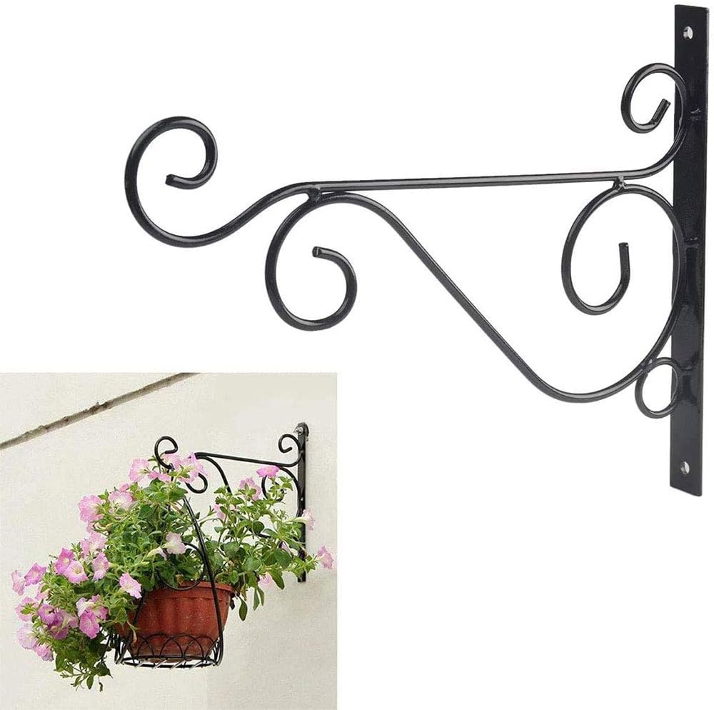 Bhina 2 Pieces Hanging Basket Brackets,Black Plant Hooks,Hanging Basket Brackets Outdoor,Iron Bracket with Screws,for Outdoor,Garden,Hanging Basket,Lantern,Decoration,Bird Feeder - Image 5