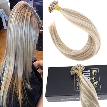 24 P14 60 Sunny Remy Blonde Mixed Hair Extensions Prebonded U