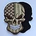 SpaceAuto Bundle 3 Pieces Skull Head w/ USA American Flag Military Tactical Morale Badge Hook Loop Fastener Patch 3.54