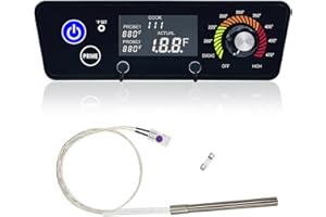 HUNGRILL Trapezoid Upgraded Control Panel (AC03P7) Replacement for Pit Boss Copper Series Wood Pellet Grill Tailgater, Lexington, Classic, Austin XL, Matte Black Come with 1 Hot Rod