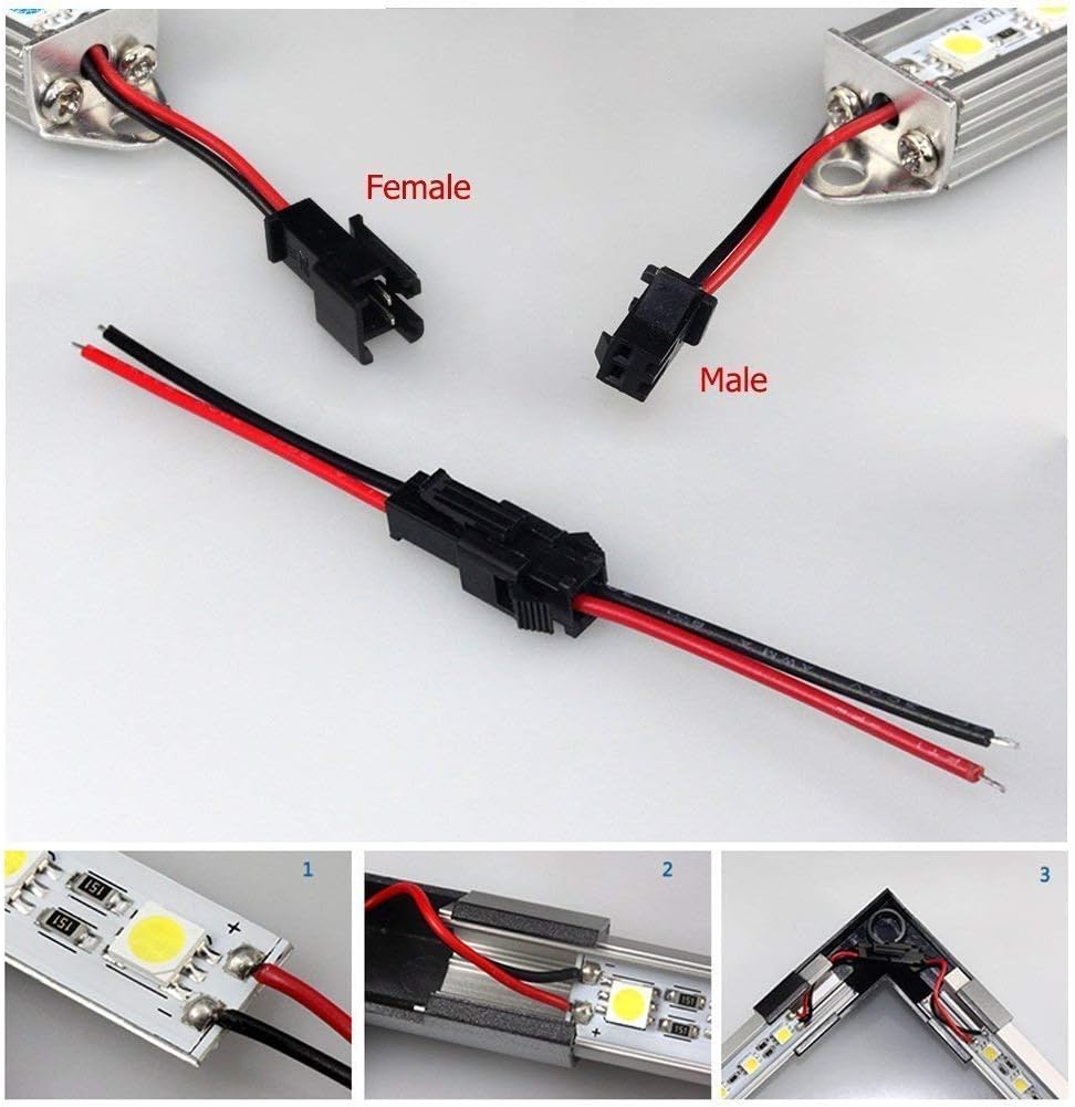 YUNIQUE GREEN-CLEAN-POWER - JST 2PIN 22AWG 135mm Wire Kit 20 works Male/Female Connectors, Nero Rosso - Image 5
