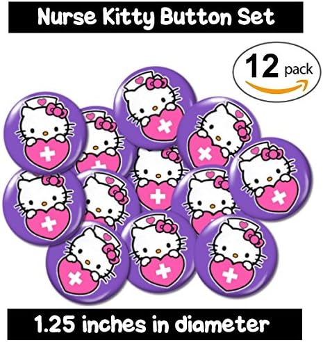 NURSE KITTY FLATBACK BUTTONS - NO PINS (set #3) purple cute gifts jewelry supplies badge medical rn