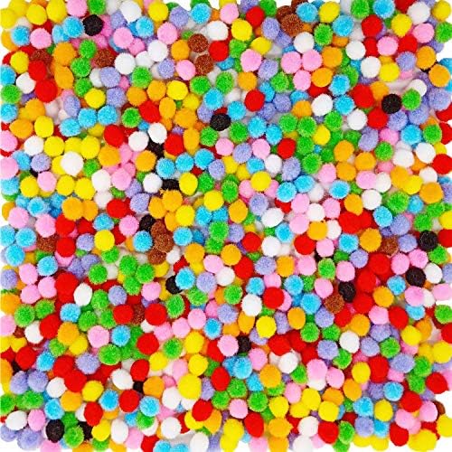 Kbraveo 3200 Pieces 1cm Multicolor Pompoms Craft Making Assorted Pom Poms,Hot Colors Pom Pons for DIY，Decorations and Creative Craft